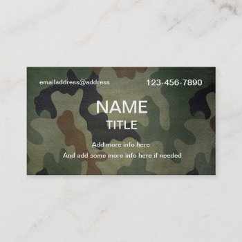Camouflage Pattern Business Card by clonecire at Zazzle