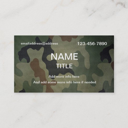 Customizable Camouflage Pattern Business Card
