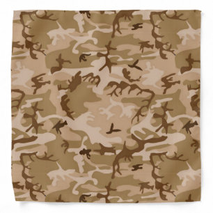 Camouflage Pattern, Desert Tan and Brown Bandana