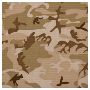 Camouflage Pattern, Desert Tan and Brown Fabric