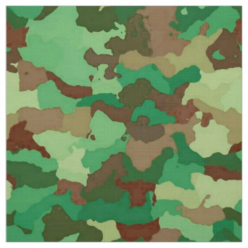 Camouflage Pattern Green Brown and Tan  Fabric