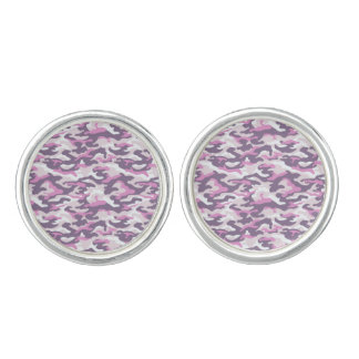 Camouflage Pattern in double Gray and Pink Cufflinks