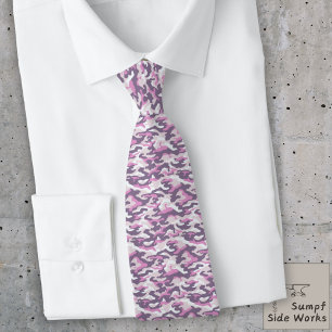 Camouflage Pattern in double Gray and Pink Neck Tie