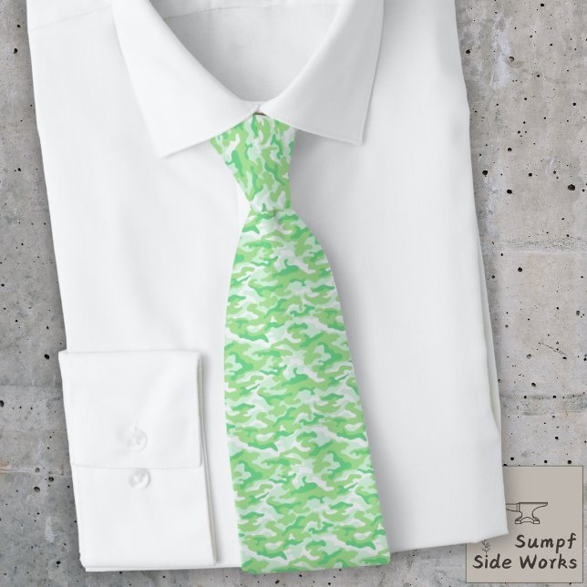 Camouflage Pattern in light Gray and Green Neck Tie (Creator Uploaded)