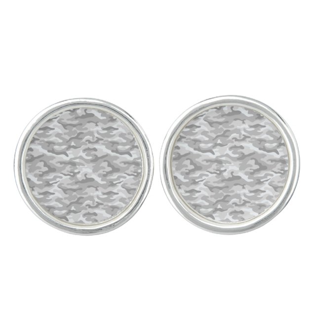 Camouflage Pattern in triple Gray Cufflinks (Front)