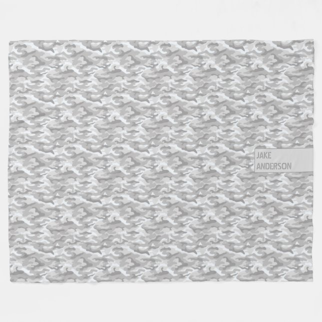 Camouflage Pattern in triple Gray Fleece Blanket (Front (Horizontal))