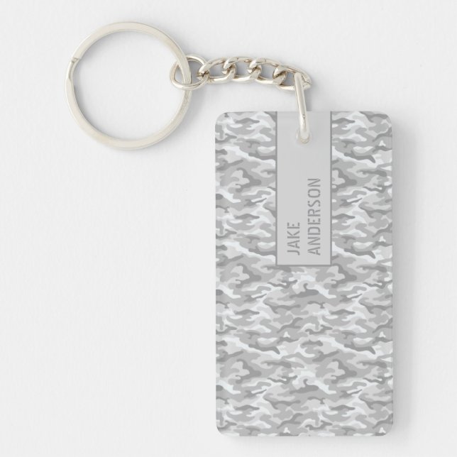 Camouflage Pattern in triple Gray Keychain (Front)
