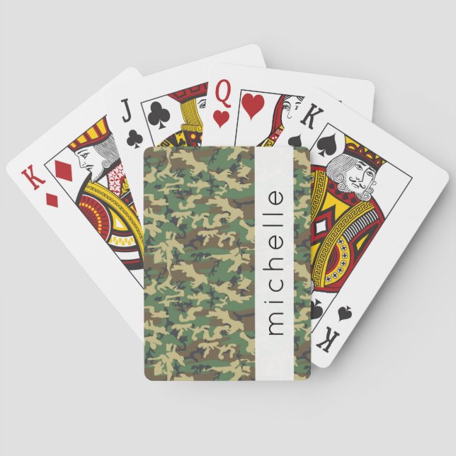 Camouflage Pattern, Military Pattern, Your Name Poker Cards (Back)