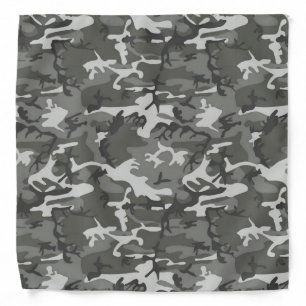 Camouflage Pattern, Shades of Gray with Black Bandana