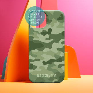 Camouflage Pattern - Shades of Green - Block Text Iphone 18 Pro Case