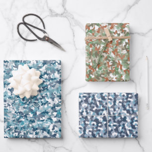 Camouflage patterns wrapping paper sheets