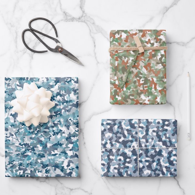 Camouflage patterns wrapping paper sheets (Front)