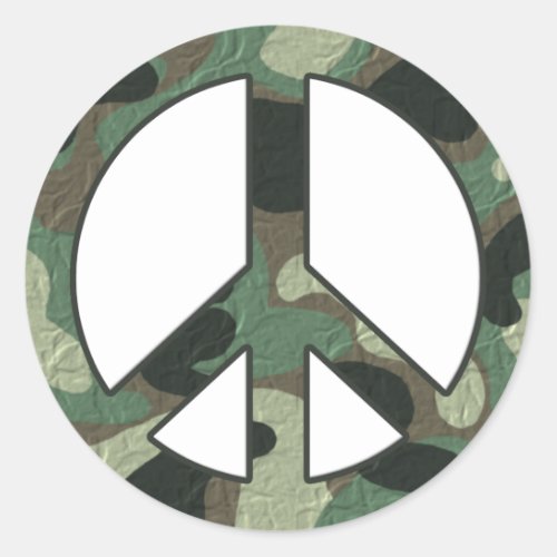 Camouflage Peace Sign Stickers