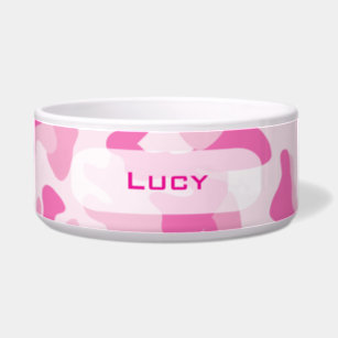 pink camo dog bowl