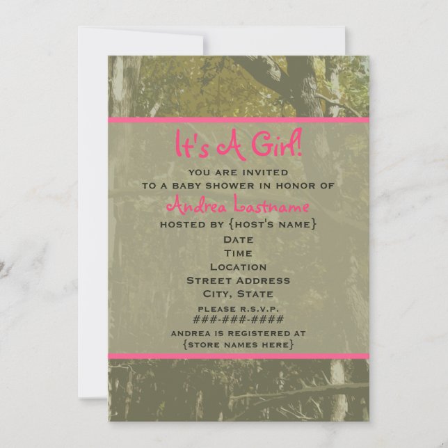 Camouflage & Pink Baby Shower Invitation (Front)