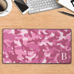 Camouflage Pink Cool Personalized Girly Camo Desk Mat<br><div class="desc">Introducing our camo desk mat, perfect for adding a touch of military-inspired style to your home office or gaming setup. The pink camouflage design brings a rugged yet sophisticated look to your workspace. This extra large mouse pad is the perfect office accessory, providing a smooth surface for your mouse while...</div>