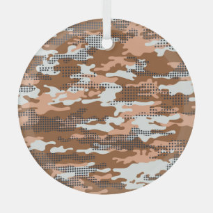 Camouflage Polka Dot: Abstract Seamless. Glass Ornament