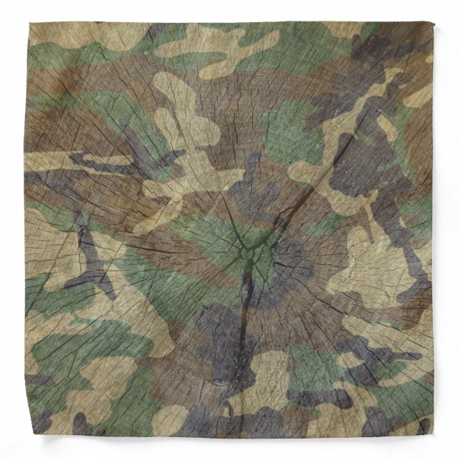 Camouflage Print Tree Trunk Texture Bandana (Front)
