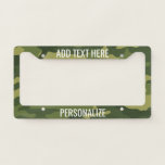 Camouflage Print With Custom Add 2 Lines Text License Plate Frame at Zazzle