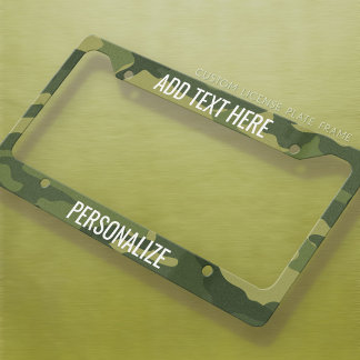 Camouflage Print with Custom Add 2 Lines Text License Plate Frame