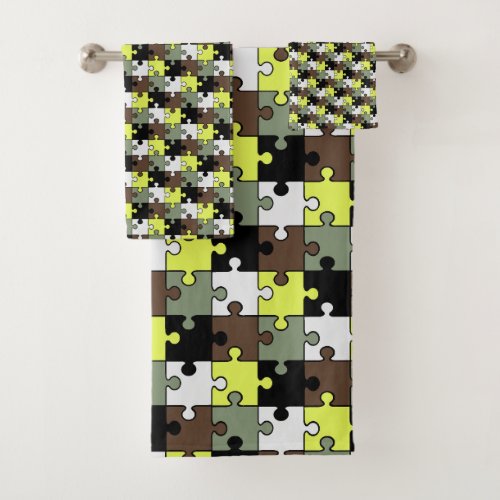 Camouflage puzzle pieces  bath towel set
