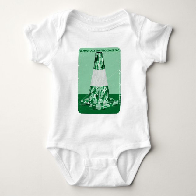 Camouflage rd cone funny traffic cone baby bodysuit (Front)