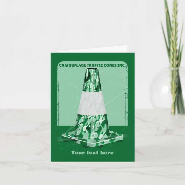 Camouflage rd cone funny traffic cone card (Front)