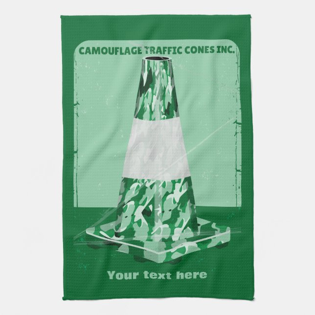 Camouflage rd cone funny traffic cone kitchen towel (Vertical)