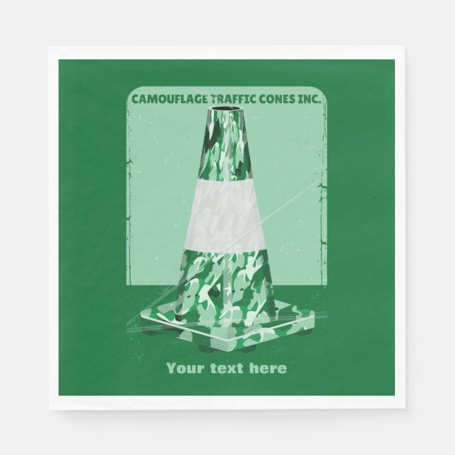 Camouflage rd cone funny traffic cone napkins (Front)