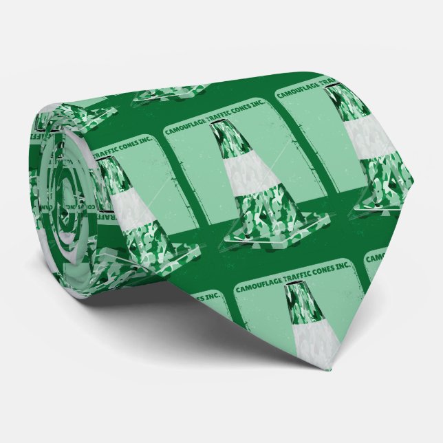 Camouflage rd cone funny traffic cone neck tie (Rolled)