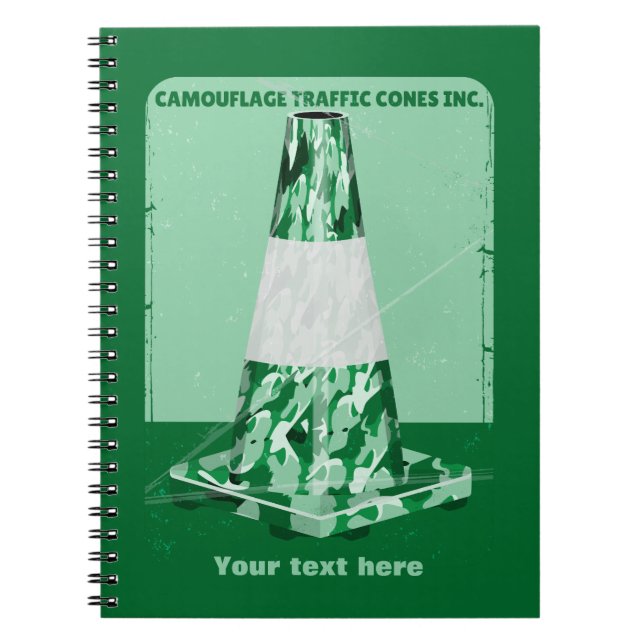 Camouflage rd cone funny traffic cone notebook (Front)
