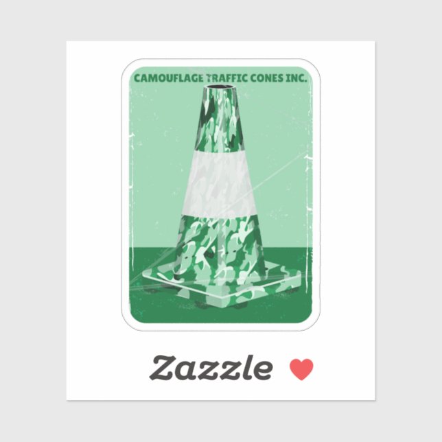 Camouflage rd cone funny traffic cone sticker (Sheet)
