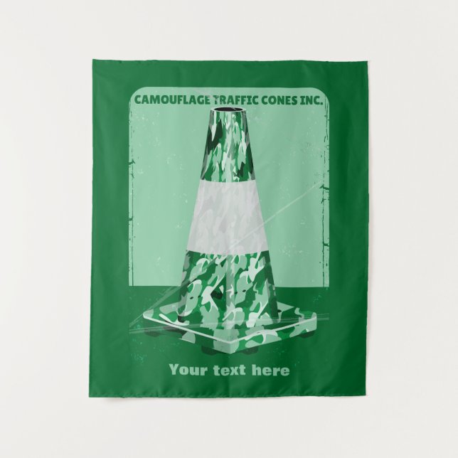 Camouflage rd cone funny traffic cone tapestry (Front)