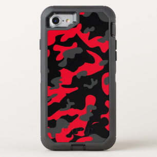 Camouflage Red Black Como Army Military Print OtterBox Defender iPhone SE/8/7 Case