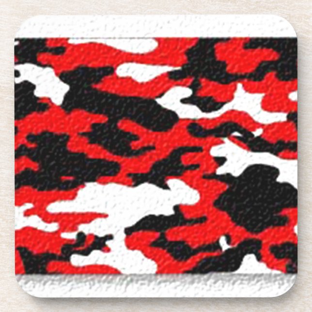 Camouflage Red Patterns Drink Coaster (Front)