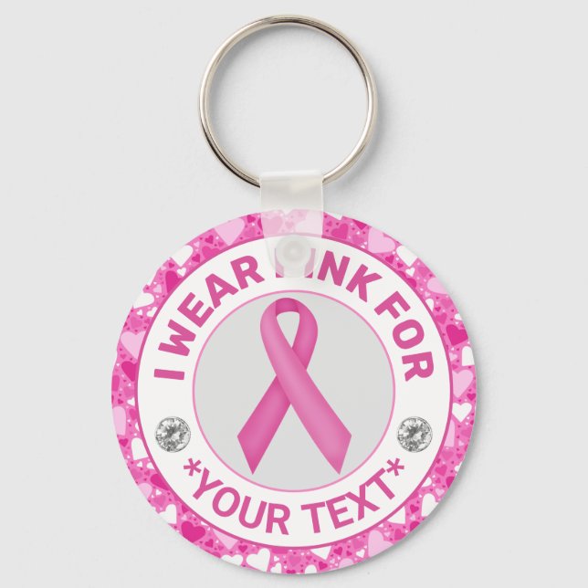 Camouflage Ribbon Breast Cancer Awareness Design Keychain (Front)