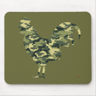 Camouflage Rooster Silhouette Mouse Pad