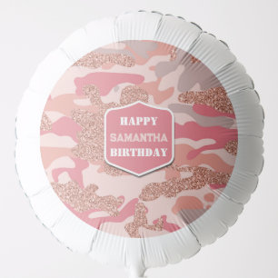 Camouflage Rose Gold Blush Pink Camo Army Birthday Balloon