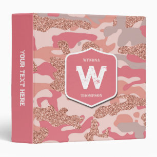 Camouflage Rose Gold Blush Pink Camo Army Pattern 3 Ring Binder