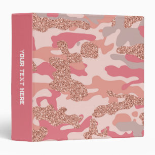 Camouflage Rose Gold Blush Pink Camo Army Pattern 3 Ring Binder