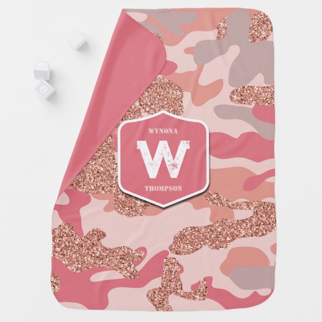 Camouflage Rose Gold Blush Pink Camo Army Pattern  Baby Blanket (In Situ)