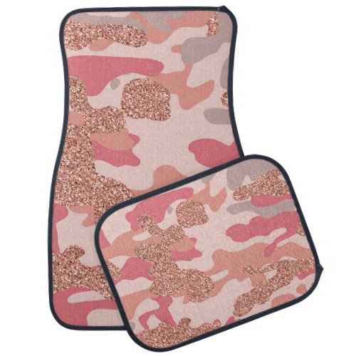 Camouflage Rose Gold Blush Pink Camo Army Pattern  Car Floor Mat