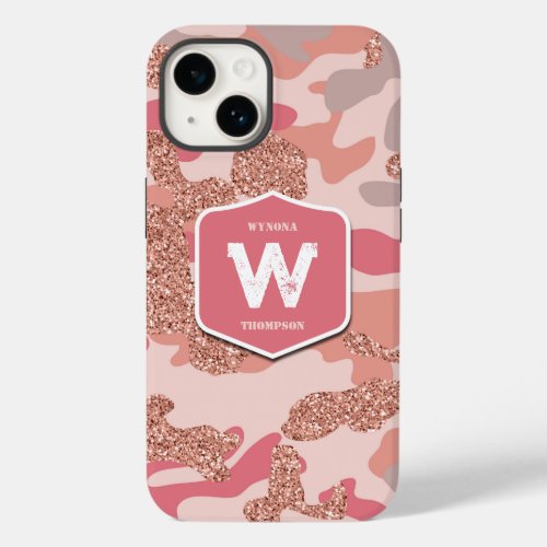 Camouflage Rose Gold Blush Pink Camo Army Pattern  Case_Mate iPhone 14 Case