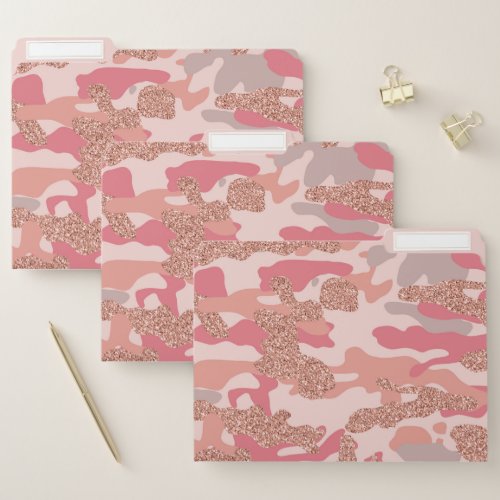 Camouflage Rose Gold Blush Pink Camo Army Pattern  File Folder