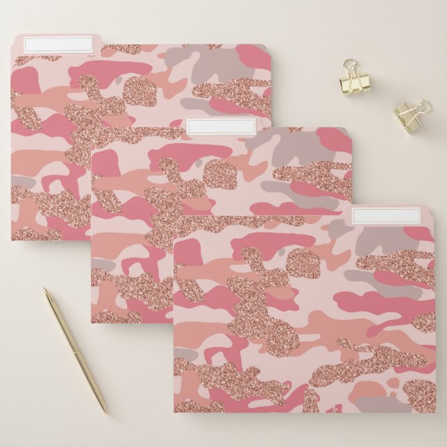Camouflage Rose Gold Blush Pink Camo Army Pattern  File Folder (Set)