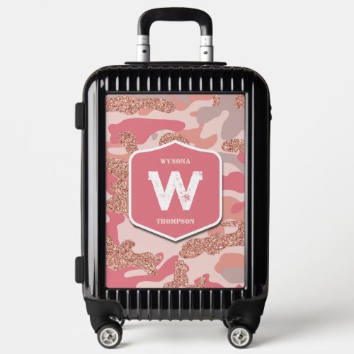 Camouflage Rose Gold Blush Pink Camo Army Pattern  Luggage