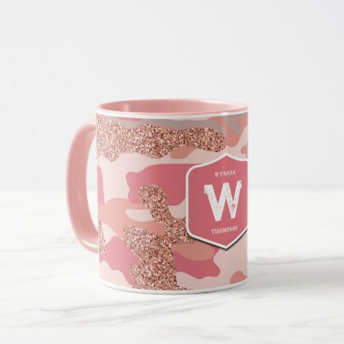 Camouflage Rose Gold Blush Pink Camo Army Pattern  Mug