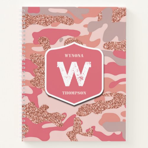 Camouflage Rose Gold Blush Pink Camo Army Pattern  Notebook