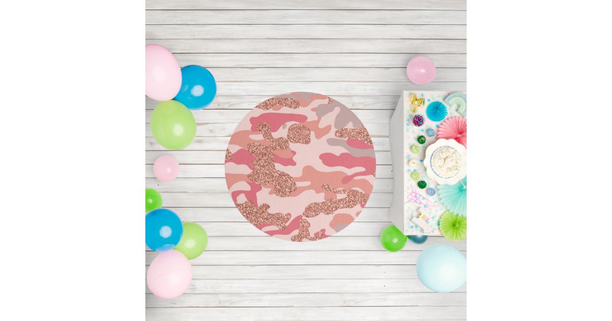 Camo Round Rug Camouflage Rose Gold Blush Pink Camo Army Pattern Outdoor Rug | Zazzle