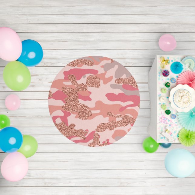 Camouflage Rose Gold Blush Pink Camo Army Pattern  Outdoor Rug (Insitu (Birthday))